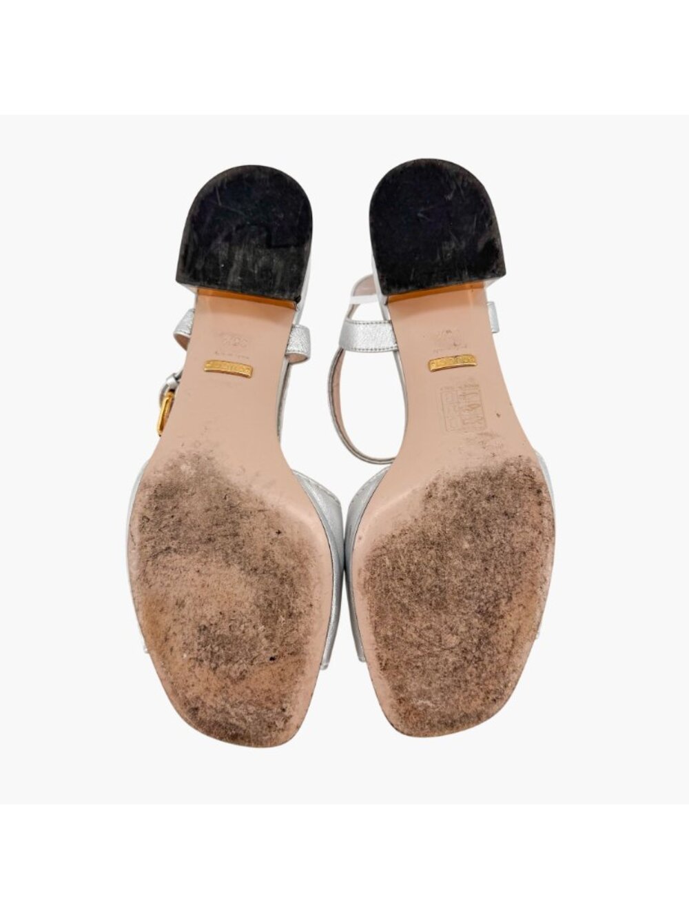 Gucci Baby Horsebit Sandals Metallic Silver Leather Size 38.5 US 8.5 Women Flat - Picture 13 of 15